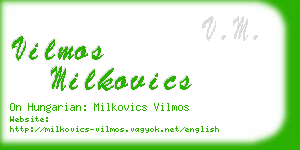 vilmos milkovics business card